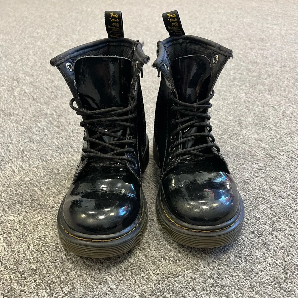 Dr. Martens 1460J Kids Boots Size 13 Black Patent Leather Combat Zip‎ Goth Punk